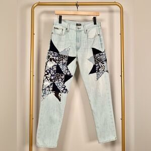 Polo by Ralph Lauren Light Blue Boyfriend Jeans with Navy Star Patches